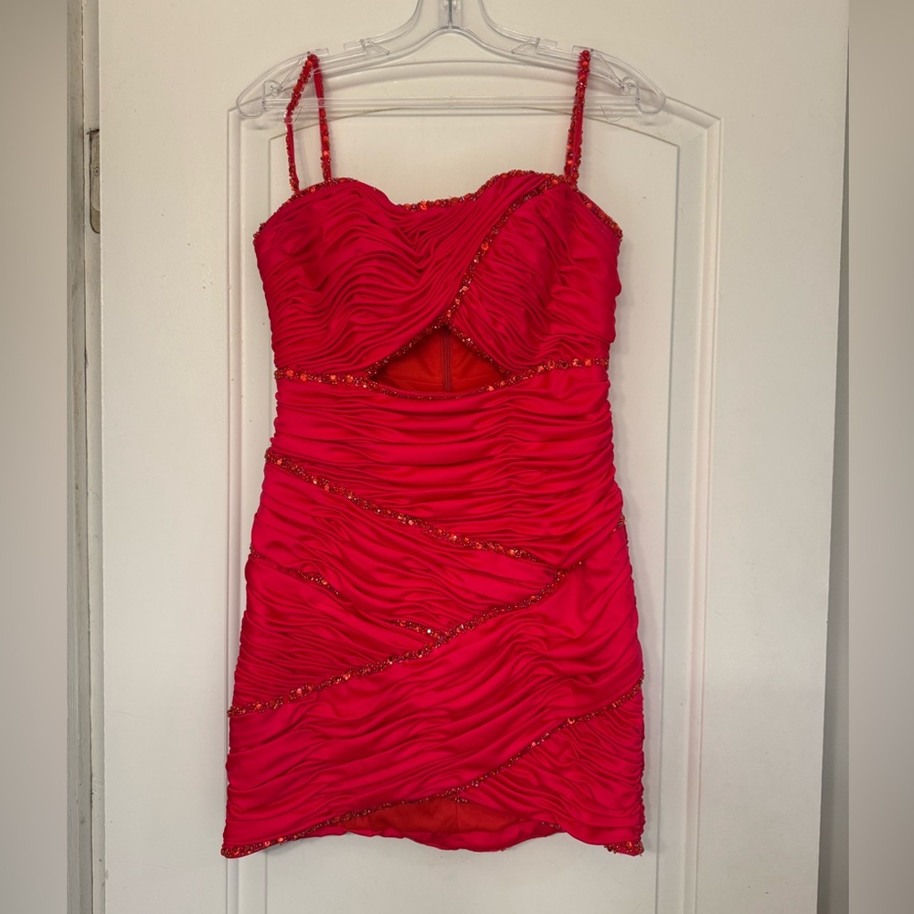 Elegant Red Ruched Dress